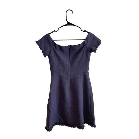 Rebecca Taylor Navy Blue Fringe Raw Hem Hem Mini Dress 4 - Picture 6 of 9